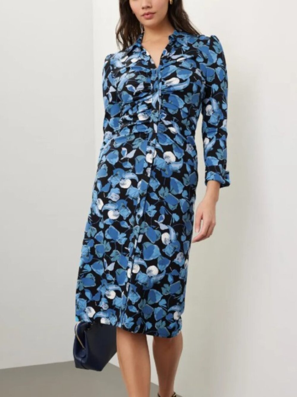 Diane von Furstenberg Sheska Collared Floral Midi Dress